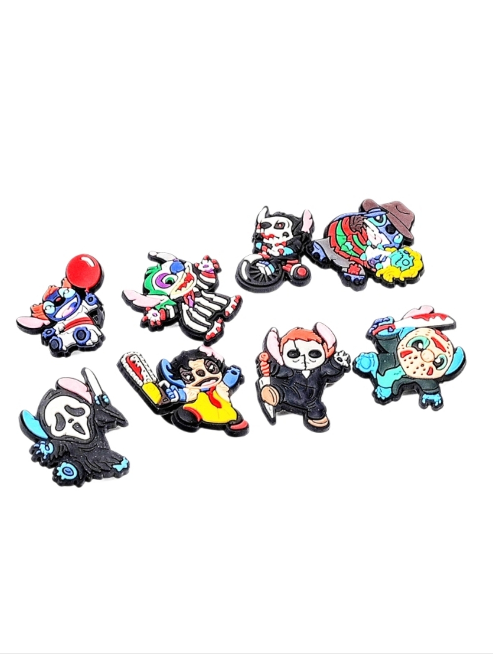 🆕 8pc Halloween Horror Icon Lilo & Stitch Theme Croc Jibbitz Shoe Charms